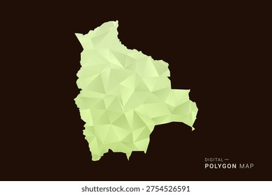 Bolivia Map - Low poly polygon map in soft light green gradient on dark brown background, modern minimal geometric style, clean abstract vector illustration design.