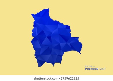 Bolivia Map - Low poly polygon map in deep blue gradient on soft beige background, modern minimal geometric design, clean abstract vector illustration with faceted triangulated style.