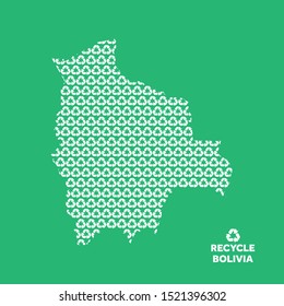 Bolivia map made from recycling symbol. Environmental concept