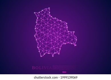 Bolivia Map mash line and point scales on purple technology background. Wire Frame 3D mesh polygonal network line, design sphere, dot and structure -  Vector illustration eps 10