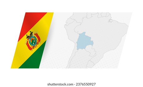 Bolivia map in modern style with flag of Bolivia on left side. Vector illustration of a map.