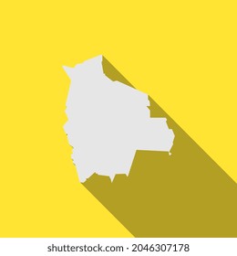Bolivia map on yellow background with long shadow