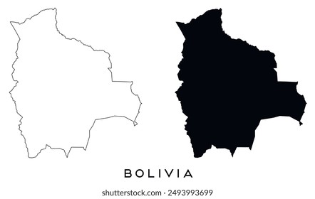 Bolivia map outline and black silhouette vector	