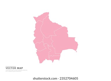 Bolivia Map - Pink abstract style isolated on white background for infographic, design vector.