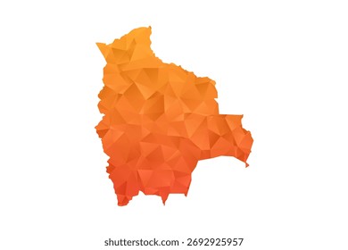 Mapa da Bolívia - Ilustração de vetor estilo polígono em gradiente laranja, baixo projeto geométrico poly, isolado no fundo branco para infográficos e educação.