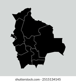 mapa de bolívia com regiões isoladas sobre fundo branco. Mapa da bolívia. Ilustração vetorial