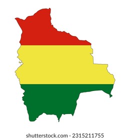 Bolivia map silhouette with flag isolated on white background