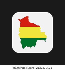 Bolivia map silhouette with flag on white background