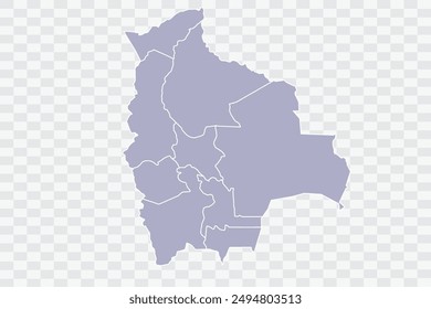 Bolivia Map silver Color on White Background quality files Png