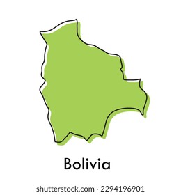 bolivia map - simple hand drawn stylized concept with sketch black line outline contour. country border silhouette drawing vector illustration