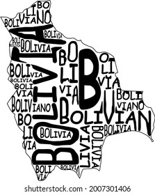 Bolivia map typographic map bolivia south america latin america
