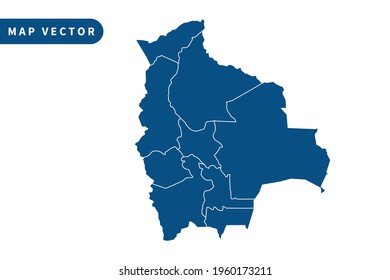 Bolivia map vector, blue color . on white background. vector eps 10.