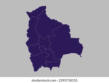 Bolivia map vector, Blue purple color isolated on gray background.