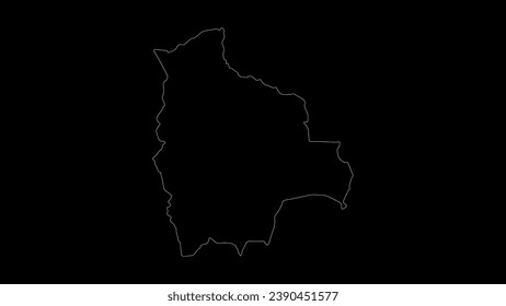 Bolivia map vector illustration. Drawing with a white line on a black background.