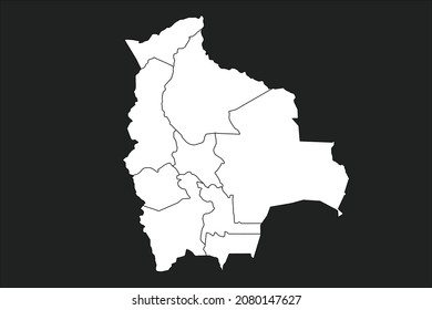 Bolivia map White Color on black Background