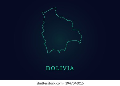 Bolivia Map - World Map International vector template with thin green outline or outline graphic sketch style and green color isolated on dark background - Vector illustration eps 10