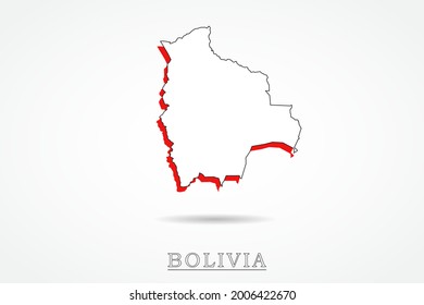 Bolivia Map - World Map International vector template with red and outline graphic sketch style isolated on white background - Vector illustration eps 10