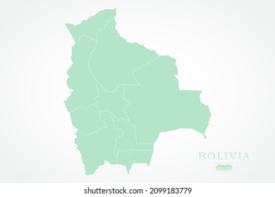 Bolivia Map - World Map International vector template with High detailed including green and white outline color isolated on white background - Vector illustration eps 10
