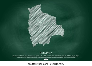 Bolivia Map - World Map International vector template with white outline graphic sketch and old school style  isolated on Green Chalkboard background - Vector illustration eps 10