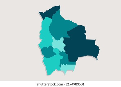 Bolivia Map - World Map International vector template with High detailed including blue and green outline color isolated on white background - Vector illustration eps 10
