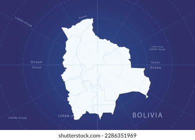 Bolivia Map - World Map International vector template with High detailed and white color including circle line on blue background for design, infographic, website - Vector illustration eps 10