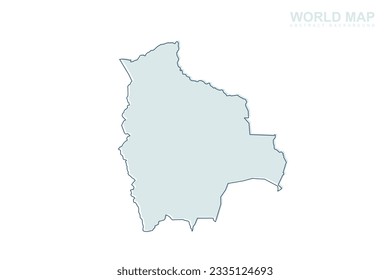Mapa de Bolivia - Mapa mundial Planilla vectorial internacional con línea de cigüeña azul y formas geométricas azules aisladas en fondo blanco para diseño, infografía, sitio web - Ilustración vectorial eps 10