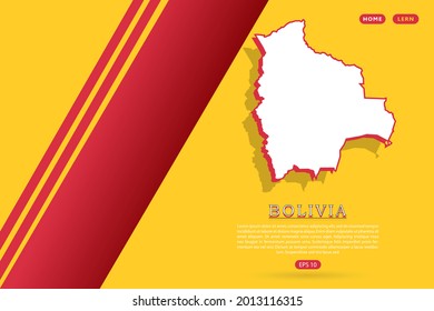 Bolivia Map - World map vector template with isometric style including shadow, white and red color on yellow background for website, infographic, banner - Vector illustration eps 10