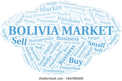 Bolivia Market word cloud. Vector made with text only