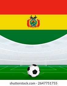 Bolivia National Football Theme, Stadium and Soccer Ball. Soccer Match Concept in Bolivia. Ideal for use in sports event promotions, football themed designs, and tournament advertisements.