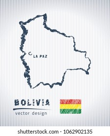Bolivia national vector drawing map on white background