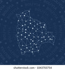 Bolivia network style country map. Charming space style, modern design for infographics or presentation.