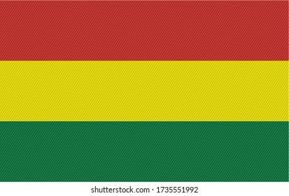 Bolivia original flag on nylon fabric texture. Vector illustration.