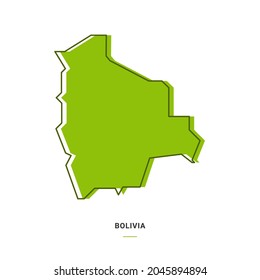 Bolivia Outline Map with Green Colour. Modern Simple Line Cartoon Design - EPS 10 Vector