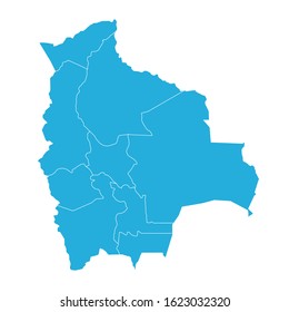 Bolivia political map highlighted blue and white outline. 