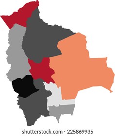 Bolivia political map with pastel colors.