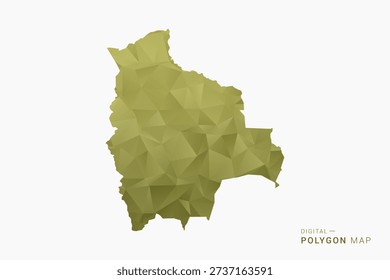 Bolivia polygon map vector illustration in low poly geometric style, soft pastel colors with Olive green, clean silhouette on solid background, ideal for infographic.