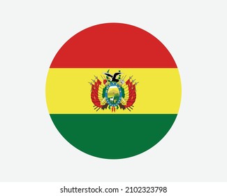 Bolivia Round Country Flag. Circular Bolivian National Flag. Plurinational State of Bolivia Circle Shape Button Banner. EPS Vector Illustration. svg