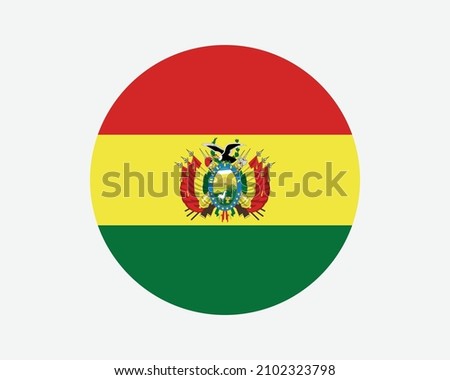 Bolivia Round Country Flag. Circular Bolivian National Flag. Plurinational State of Bolivia Circle Shape Button Banner. EPS Vector Illustration.