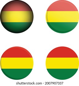 Bolivia Round Country Flag in different styles disc badge vector illustration