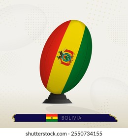 Bolivia Rugby Ball on Rugby Kicking Tees with Modern Design. Illustration perfect for sports, national pride, and rugby-related projects.