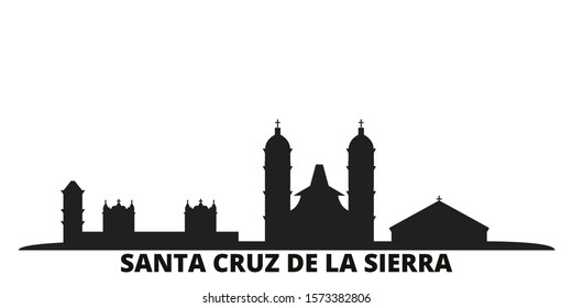 Bolivia, Santa Cruz De La Sierra city skyline isolated vector illustration. Bolivia, Santa Cruz De La Sierra travel black cityscape