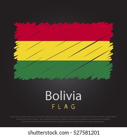 Bolivia scribbled flag. hand drawn lines in Vector Format on Gray Background. Vector illustration eps 10.