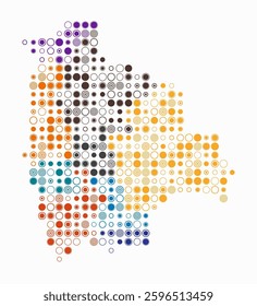 Bolivia, shape of the country build of colored cells. Digital style map of the Bolivia on white background. Large size circle blocks. Simple vector illustration.