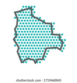 Bolivia simple outline map with green halftone dot pattern
