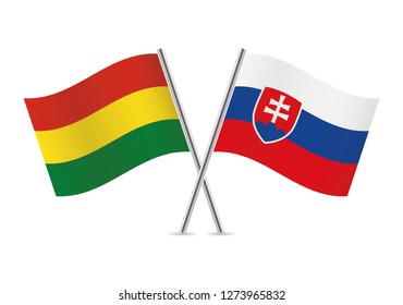Bolivia and Slovakia flags. Vector illustration.