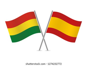 Bolivia and Spain flags. Vector illustration.