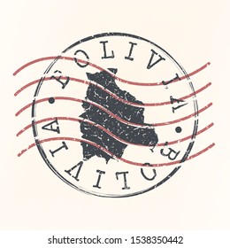 Bolivia Stamp Postal. Map Silhouette Seal. Passport Round Design. Vector Icon. Design Retro Travel.
