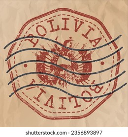 Bolivia Stamp Travel Passport. Design Retro Symbol Country. Old Vintage Postmark.