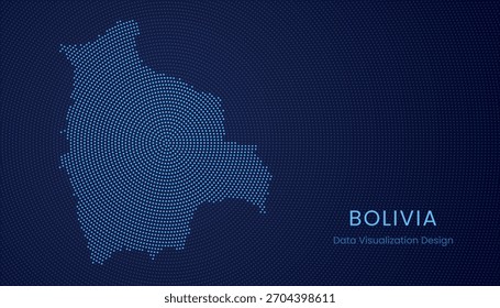 Bolívia mapa pontilhado estilizado em conceito moderno de visualização de tecnologia de dados circular.