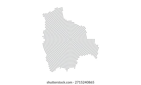 Bolivia Mapa de puntos de semitono estilizado con patrón circular concéntrico